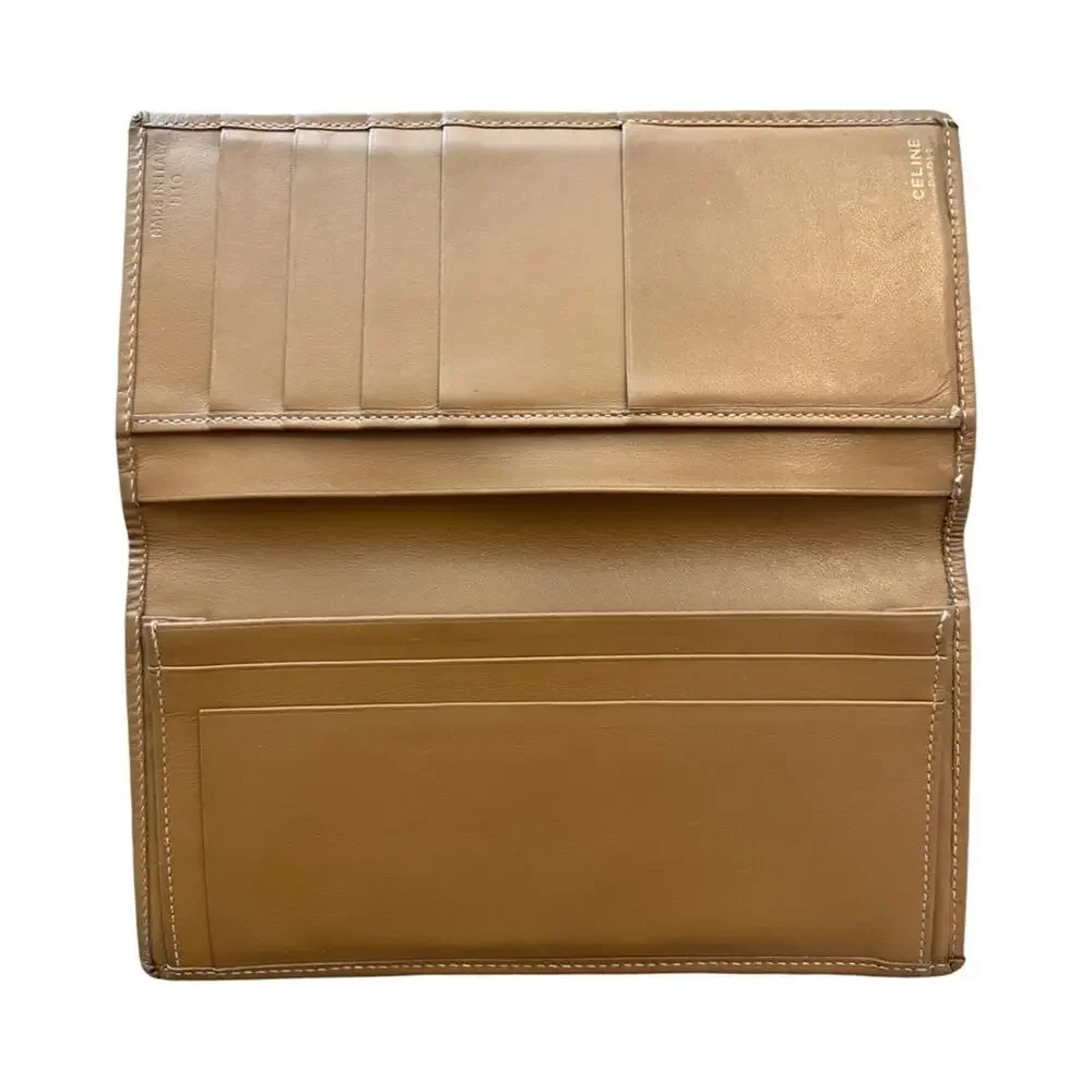 Vintage Celine Macadam Long Wallet Tan Leather & Canvas Made in Italy - Picture 4 of 15